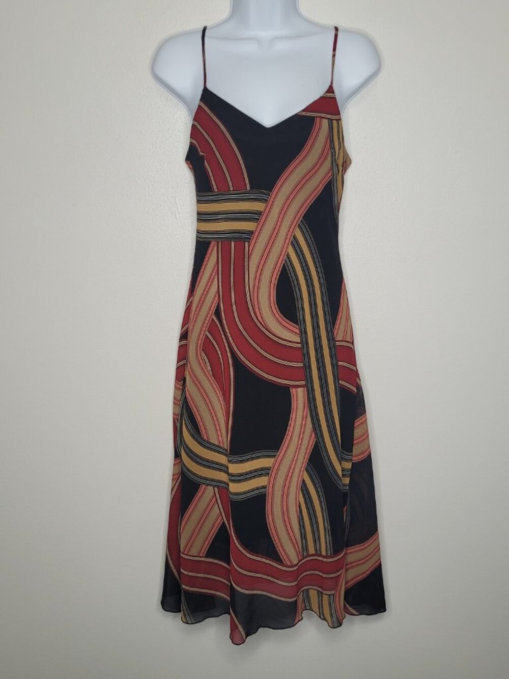 Vintage 90s y2k Khaki Krew black red tan artsy grunge party dress size medium - Picture 1 of 7